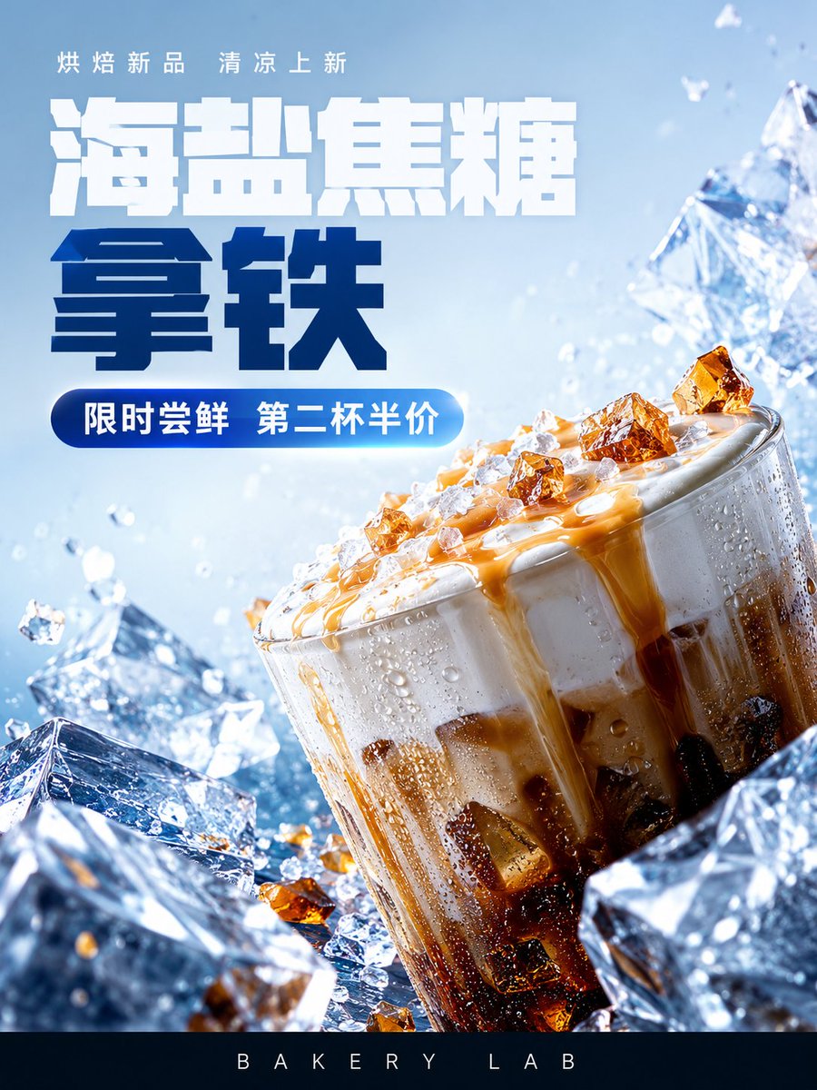 海盐焦糖拿铁海报