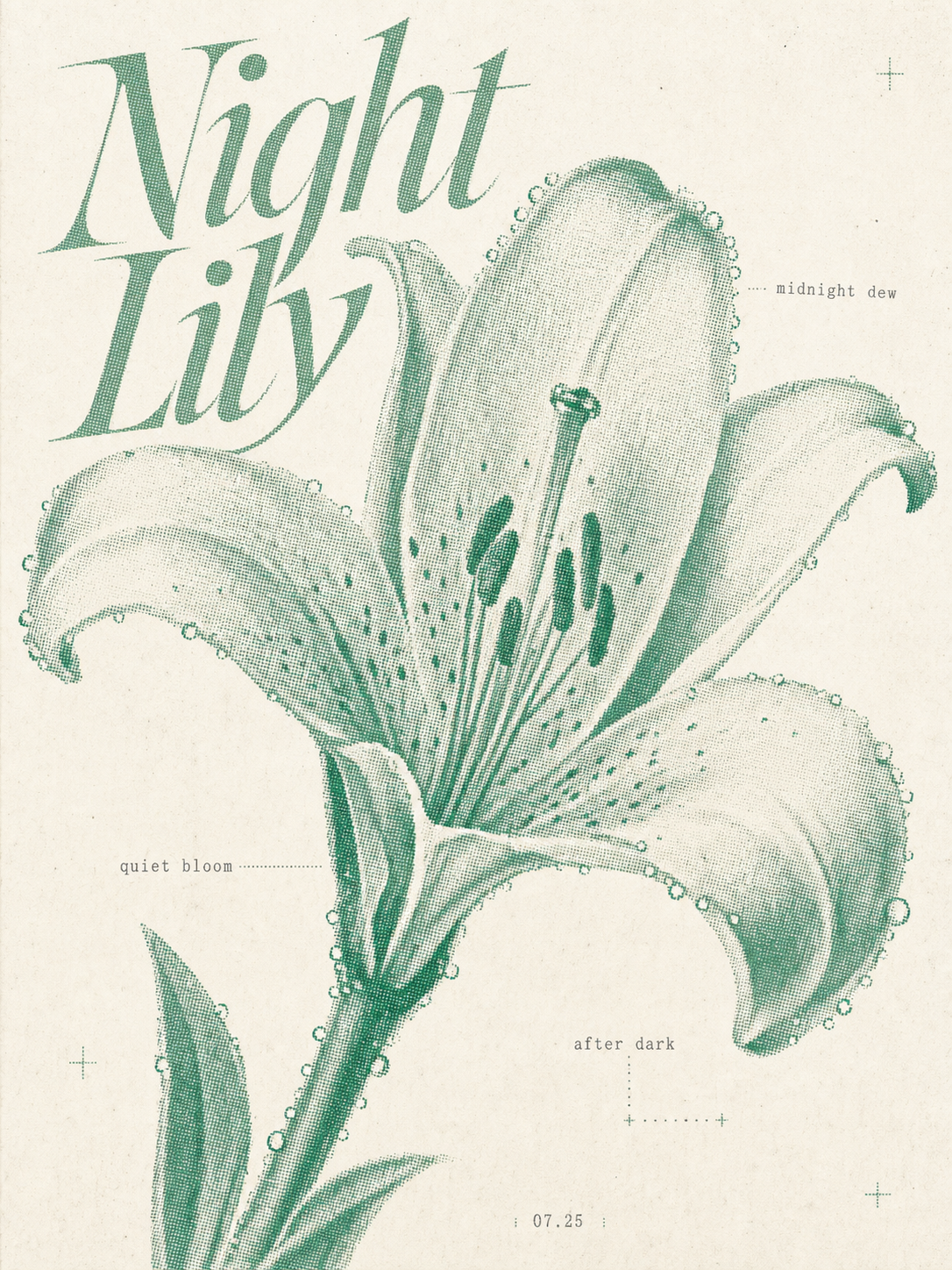 Night Lily｜薄荷点阵百合海报
